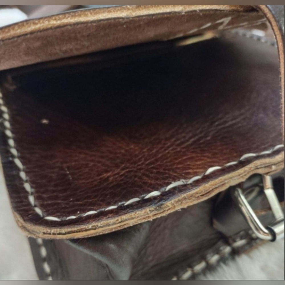 Women's Accessories NWT Morrocan Berber Leather Brown Saddle bag - Picture 7 of 13